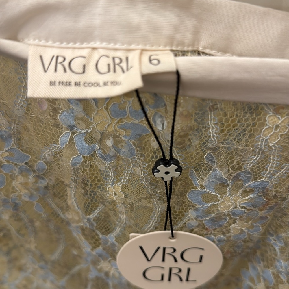 NWT! VRG GRL Devyn Sequin Midi Skirt Lace Size AU 6 Embellished Sequin Champagne - Picture 8 of 16